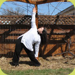 Mary Bowman Cline in triangle pose